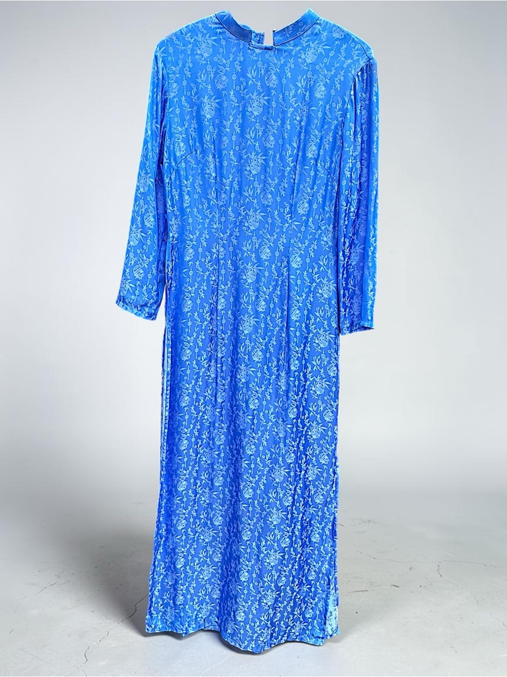 Yaly Couture Genuine Silk Blend Ao Dai Vietnamese Traditional Dress - Blue - Picture 14 of 14